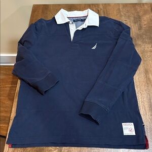 Nautica polo long sleeve shirt. Rugby. Dark blue. Medium